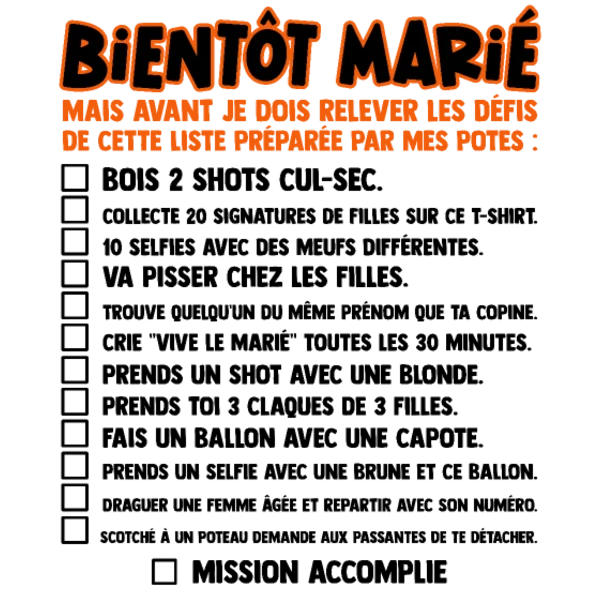 Design Bientôt marié — liste des défis