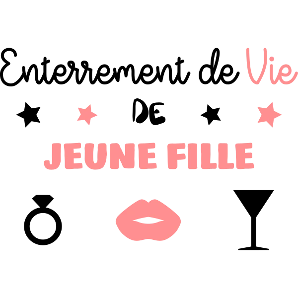 Design team du marié EVG — Enterrement de vie de jeune fille — bague, lèvres et cocktail