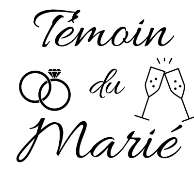 Design témoin et demoiselle d'honneur — Témoin du marié — alliances et coupes, noir