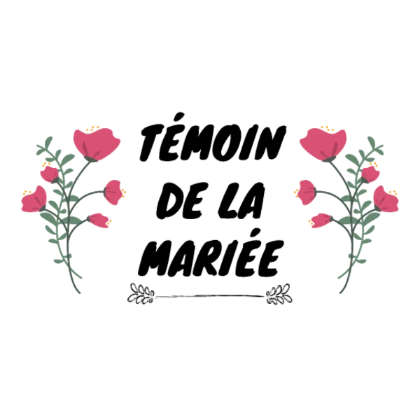 Design Témoin de la mariée — fleurs roses et tiges