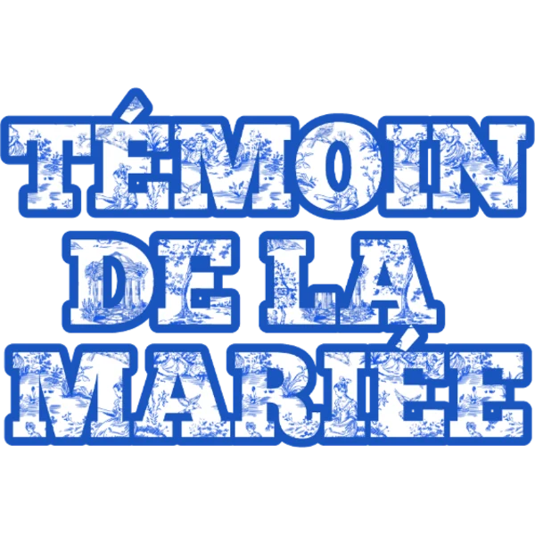 Design Témoin de la mariée — lettres bleues façon chinoiserie