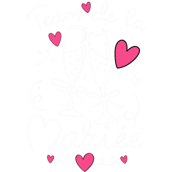 Design bachelor party — Team de la mariée — coupes et cœurs