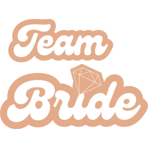 Design Team Bride — lettres rétro orange et diamant