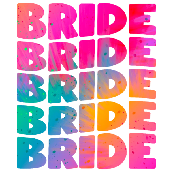 Design bachelor party — Bride — dégradé orange et bleu