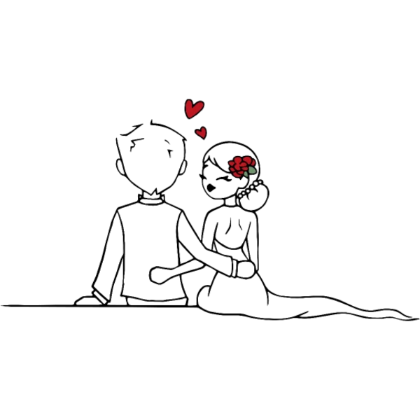 Design Mariés de dos — dessin