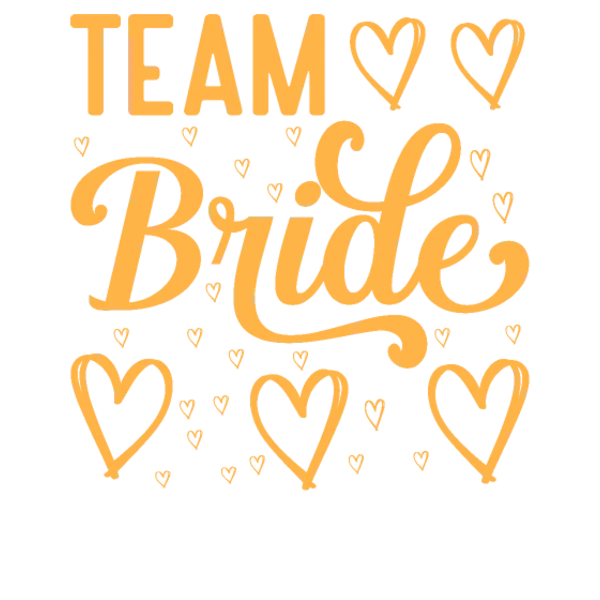 Design Team Bride — lettres orange et cœurs