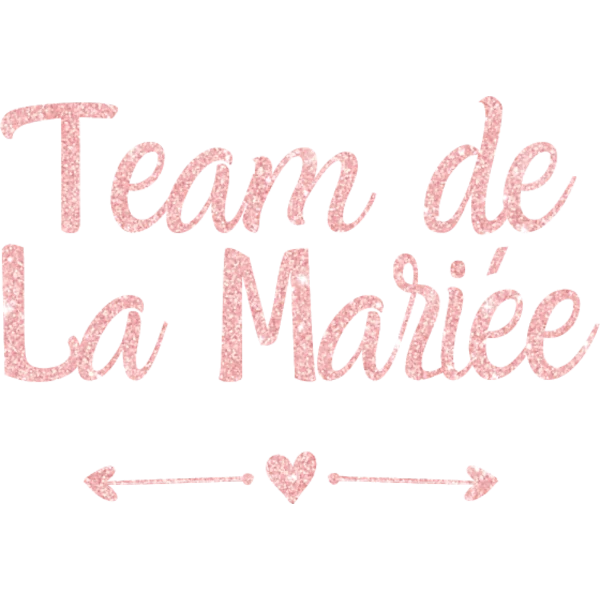 Design Team de la mariée — lettres roses pailletées