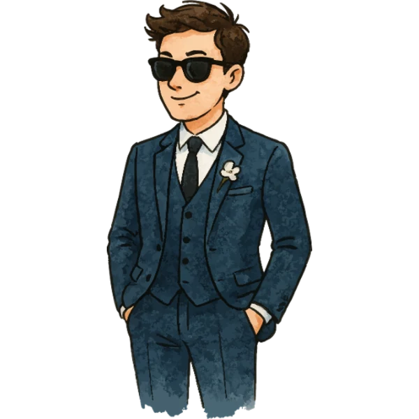 Design Le marié célibataire — portrait en costume bleu