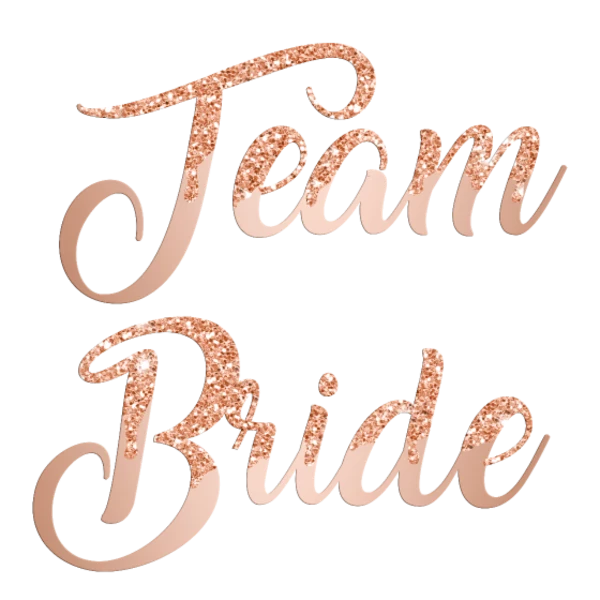 Design Team Bride — calligraphie rose gold pailletée