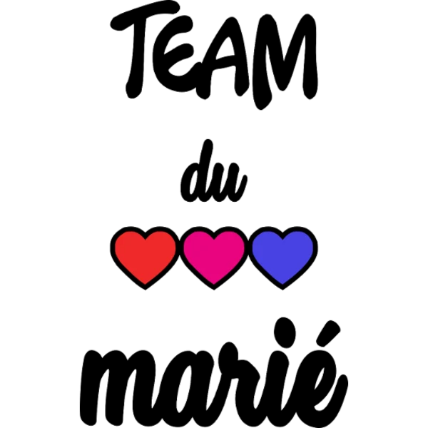 Design Team du marié — trois cœurs rouge, rose et bleu