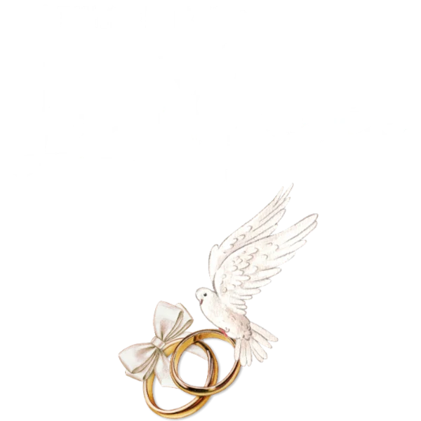 Design Témoin de la mariée — colombes et alliances, blanc