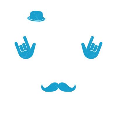Design témoin et demoiselle d'honneur — Équipe du marié — cornes et moustache bleues, blanc