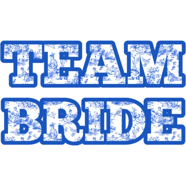 Design Team Bride — lettres bleues façon chinoiserie