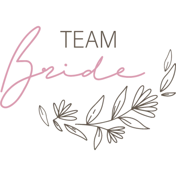 Design Team Bride — calligraphie rose et feuillage