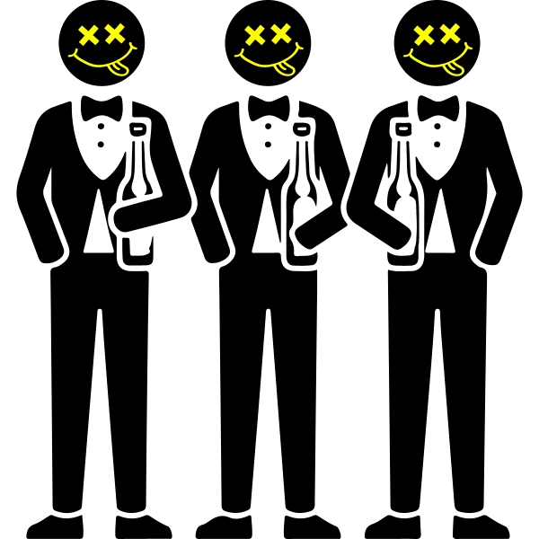 Design Trois garçons d’honneur éméchés — têtes de smiley