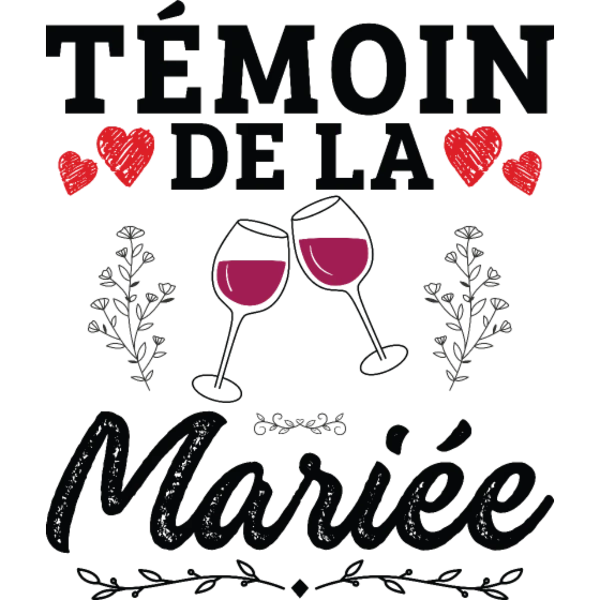 Design Témoin de la mariée — verres de vin et frises