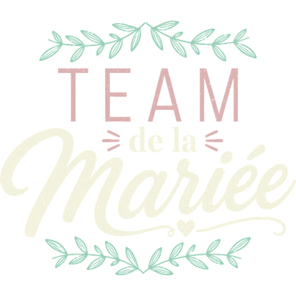 Design Team de la mariée — lettres crème et feuillage