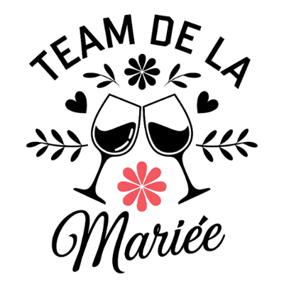 Design témoin et demoiselle d'honneur — Team de la mariée — verres et fleurs