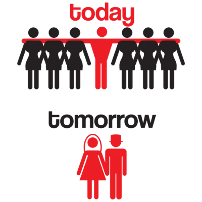 Design humour EVG EVJF — Today, tomorrow — pictogrammes