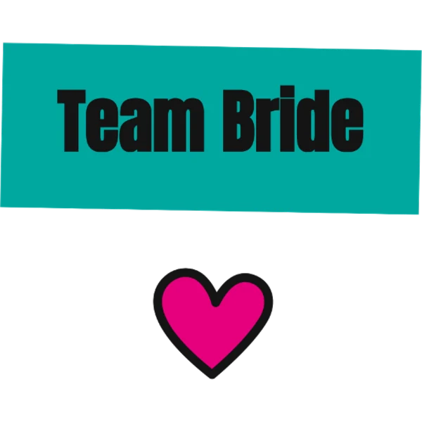 Design Team Bride — bandeau turquoise et cœur fuchsia