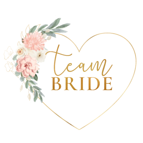 Design bachelor party — Team Bride — cœur fin et fleurs
