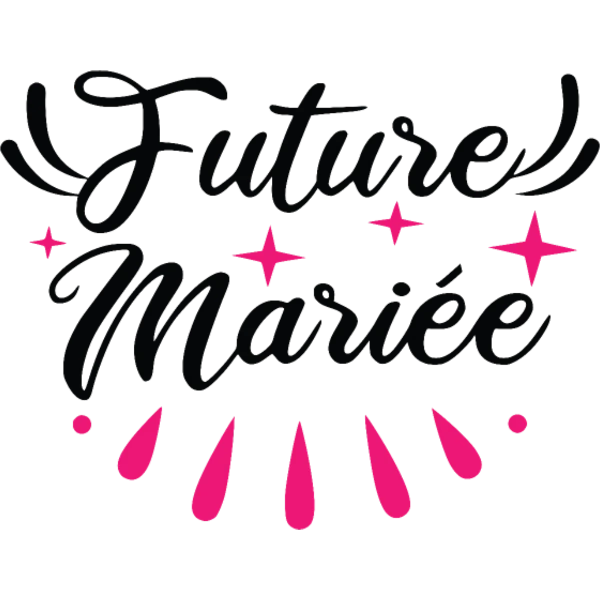 Design Future mariée — calligraphie et gouttes roses