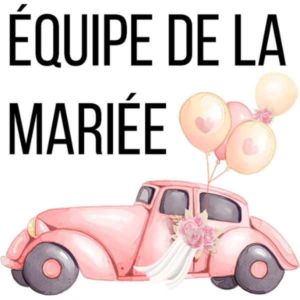 Design Équipe de la mariée — voiture de mariage rose, noir