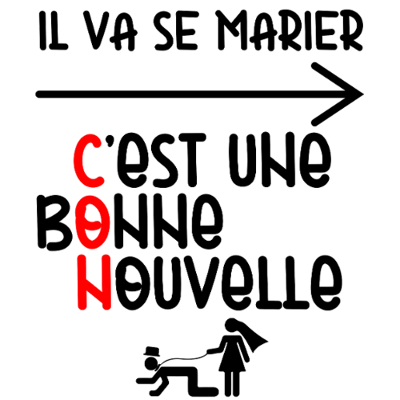 Design témoin et demoiselle d'honneur — Il va se marier — c’est une bonne nouvelle, noir