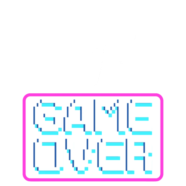Design Game over — la mariée en fuite, pixel néon