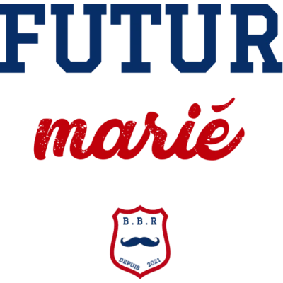 Design futur marié EVG — Futur marié — lettres universitaires bleues et rouges