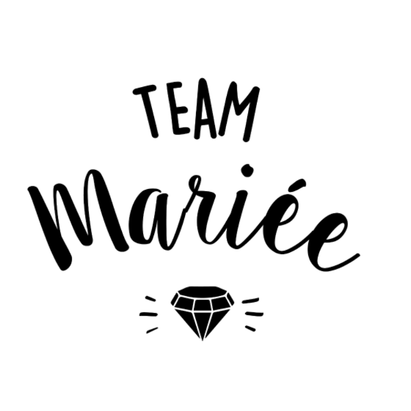 Design Team mariée — calligraphie noire et diamant