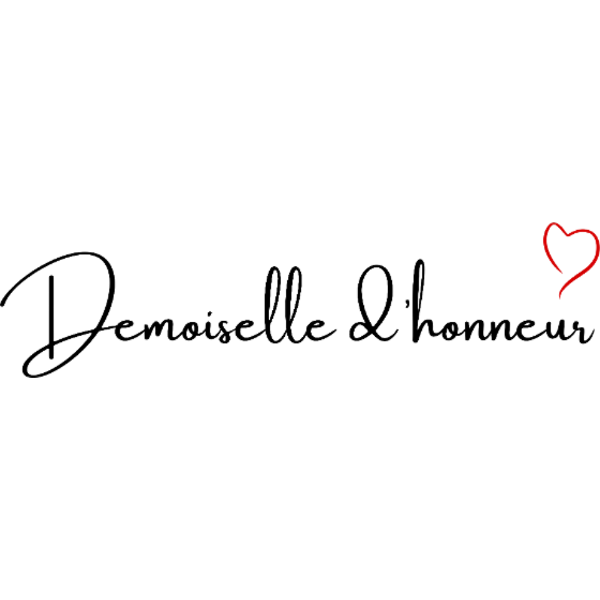 Design Demoiselle d’honneur — calligraphie et cœur rouge