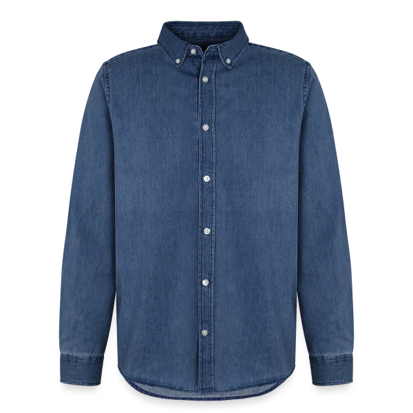 Game over — derniers jours de liberté sur Chemise en denim homme bio Stanley/Stella, bleu moyen délavé