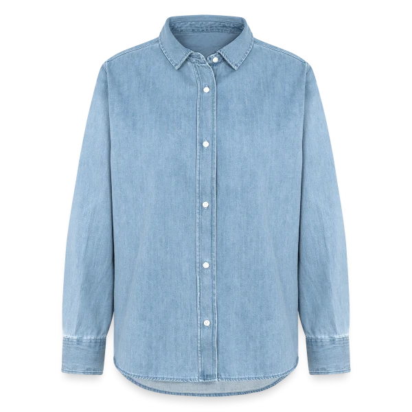 Team Bride — orange sur Chemise en denim femme bio Stanley/Stella, bleu clair délavé