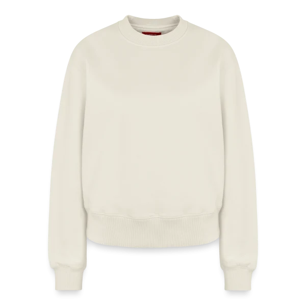 C’est mon EVG et je vais prendre cher — éclaboussures sur Sweat femme décontracté en coton biologique – de SPREAD, blanc cassé