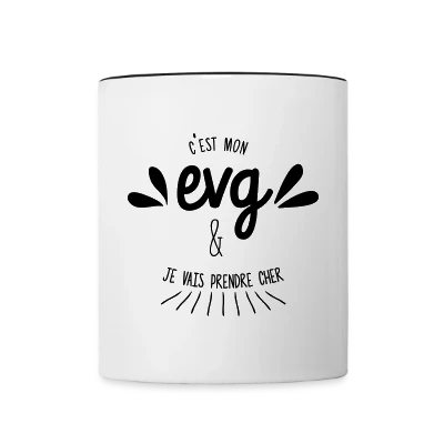 Mug « C'est mon EVG et je vais prendre cher », Mug contrasté blanc/noir
